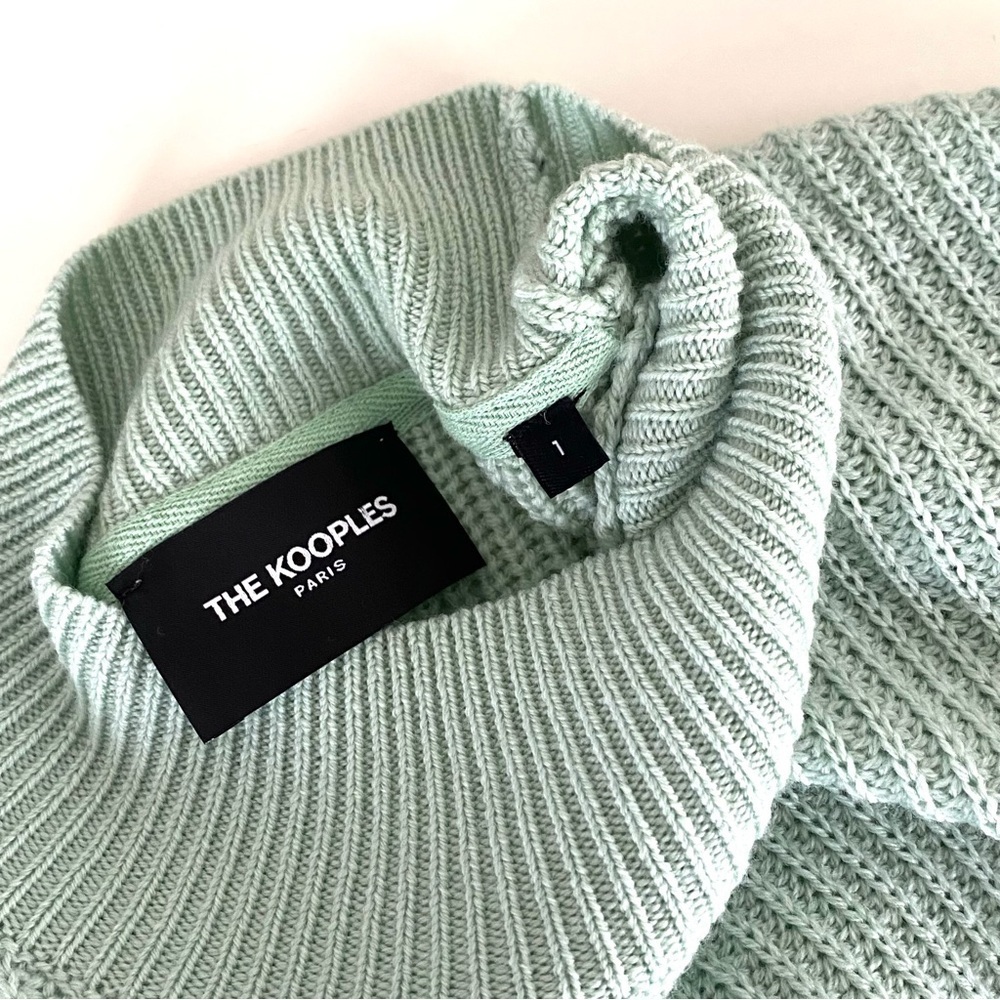 The Kooples Merino Wool Ribbed Knit Sweater in Mint Green - Picture 6 of 12
